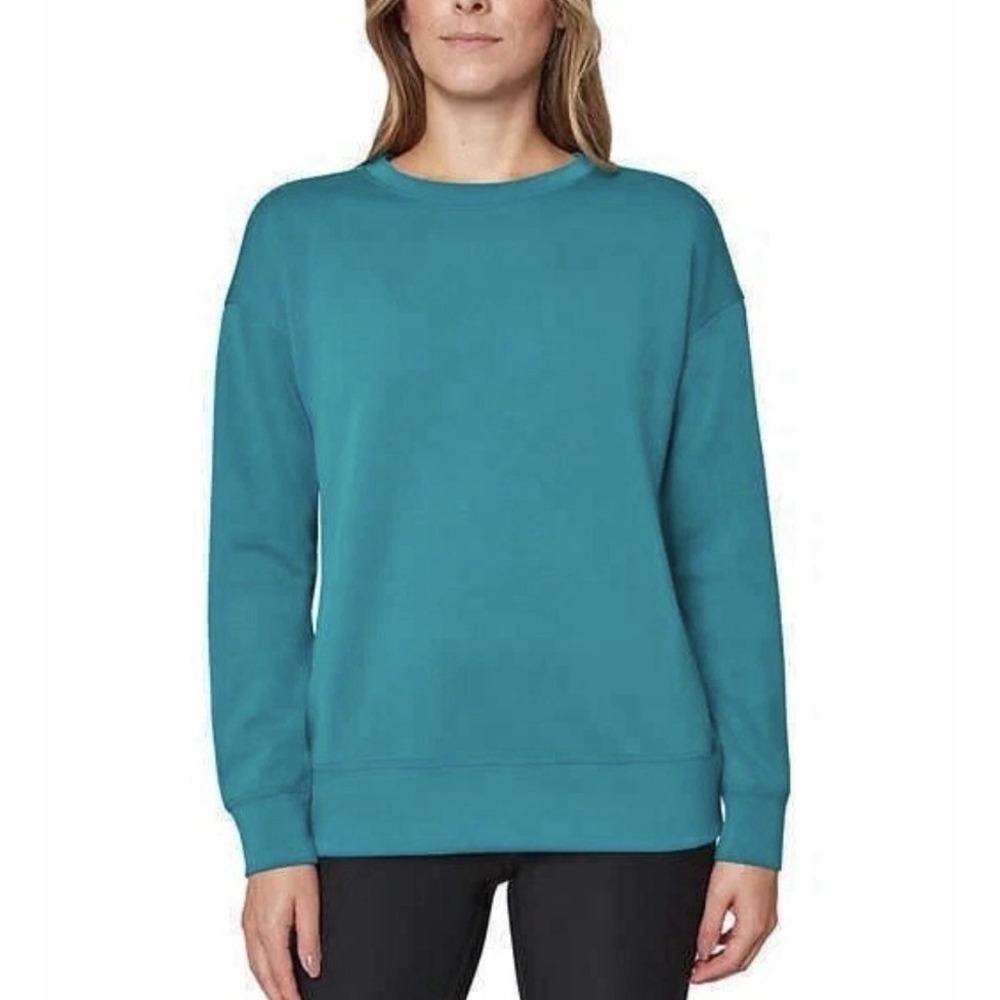 NWT MONDETTA Women's  Scuba Long Sleeve Crewneck Sweatshirt  Verdigris Size L